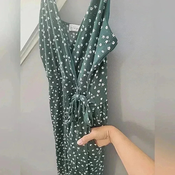 Kaileigh Rochelle Green Floral  Knit Jumpsuit NWOT XLP  Petite Fall Colors - Picture 5 of 8